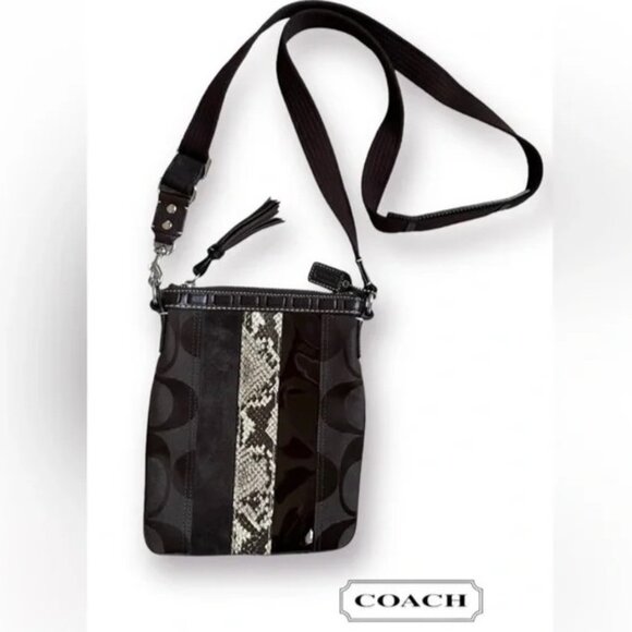 Coach Signature Black Python Embossed Crossbody 2006 - Picture 2 of 3